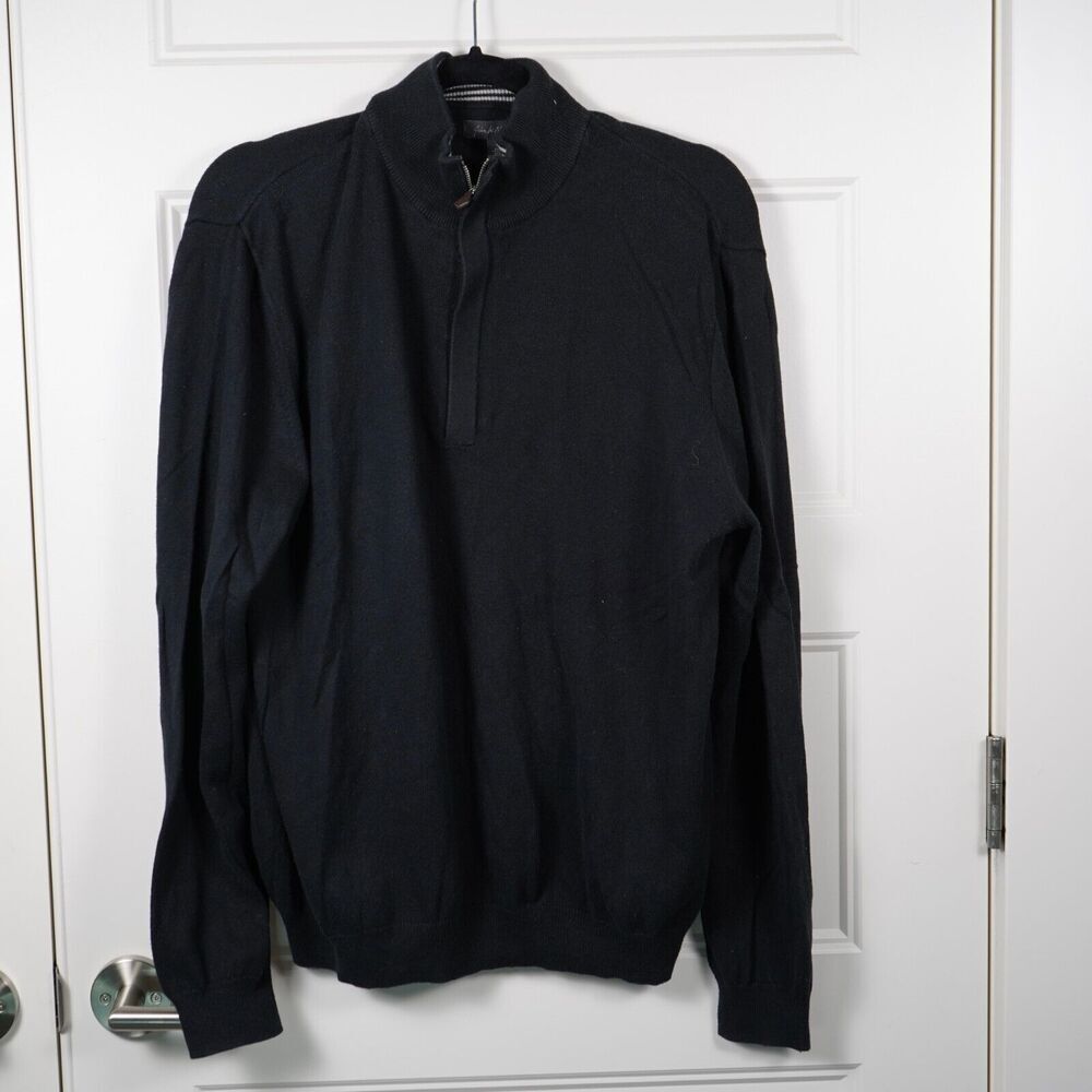 Nordstrom Men’s 1/4‎ Zip Pullover Sweater Size M Black Cotton Cashmere Academia